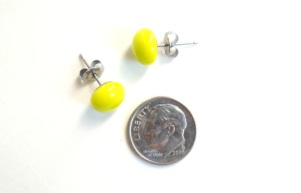 Thumbnail: Lime Green Studs, Fused Glass