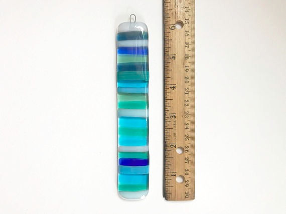 Thumbnail: Fused Glass Suncatcher, Blue Stripes
