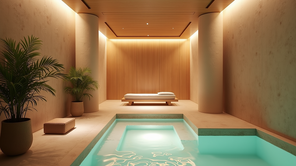 High angle view of Floatopia’s welcoming spa entrance