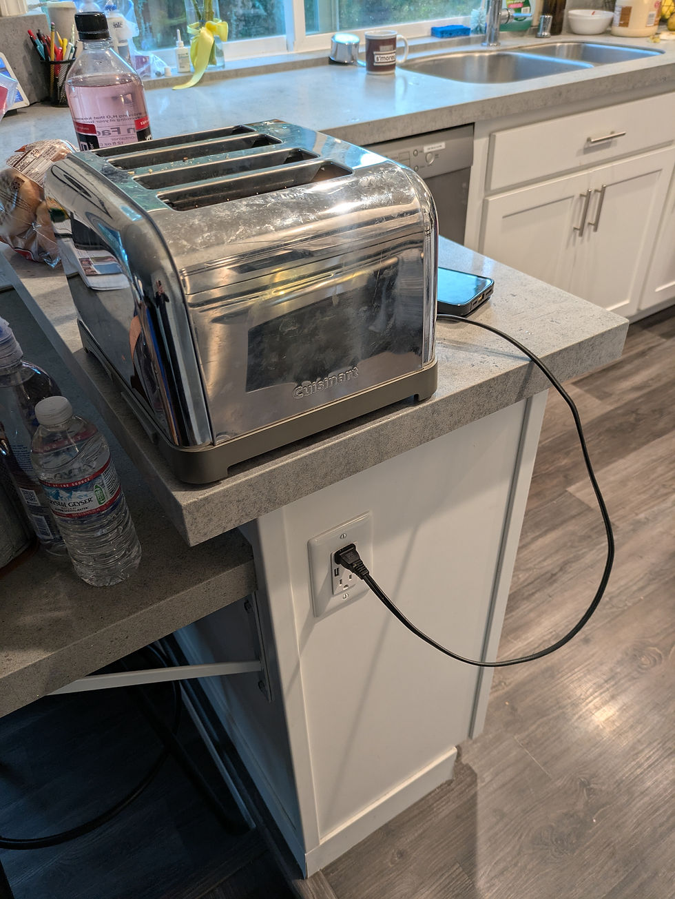Receptacle on the face of a kitchen countertop peninsula at my home