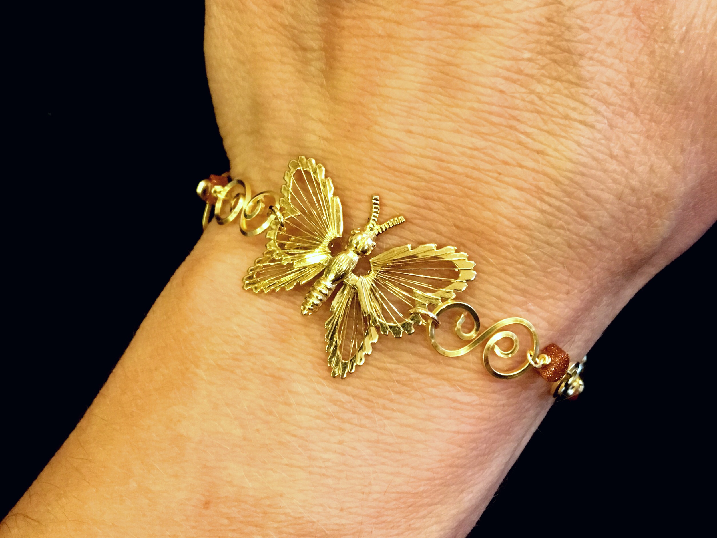 Dainty Deva Bracelet on hand- Goldfileld Butterflies - Silver Plated Gold Color