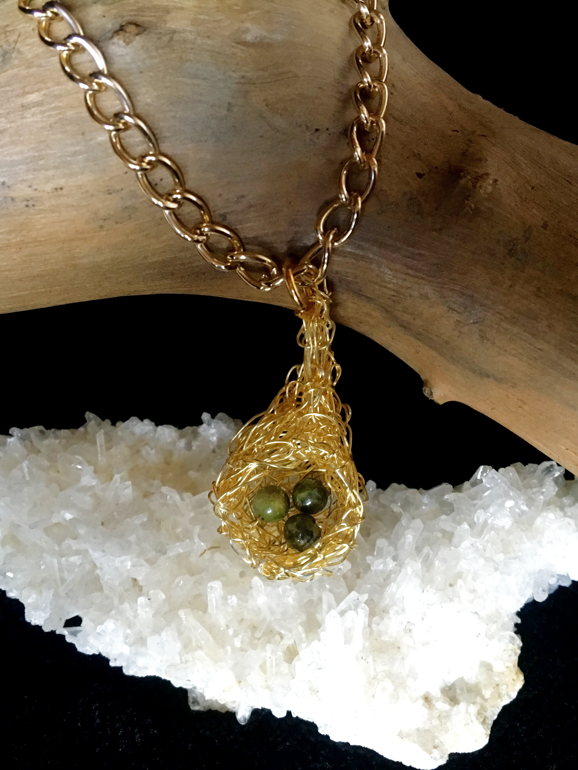 Candid Claire Necklace - Fairy Nest - silver plated gold color