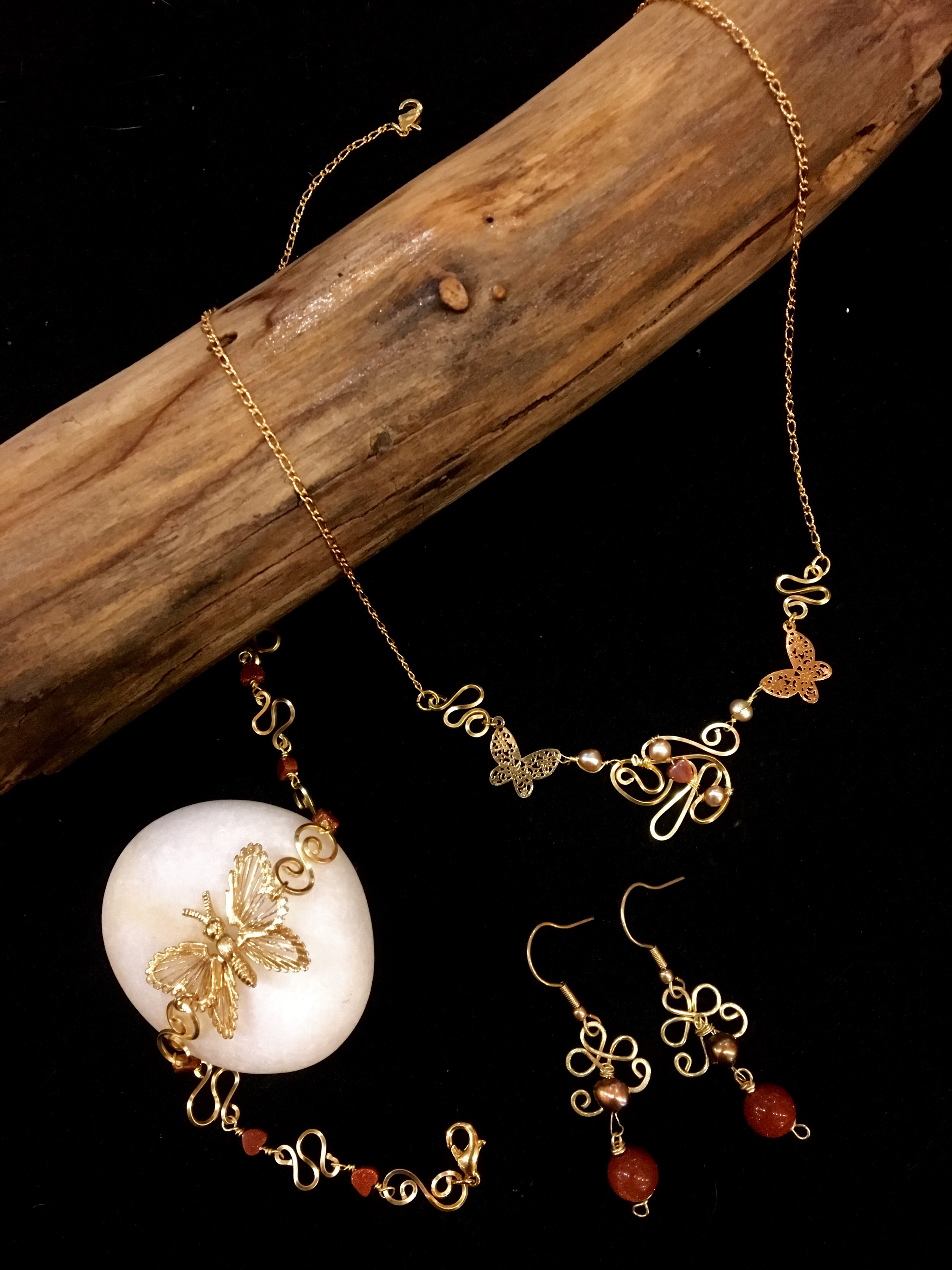 Dainty Deva Set - Goldfileld Butterflies - Silver Plated Gold Color