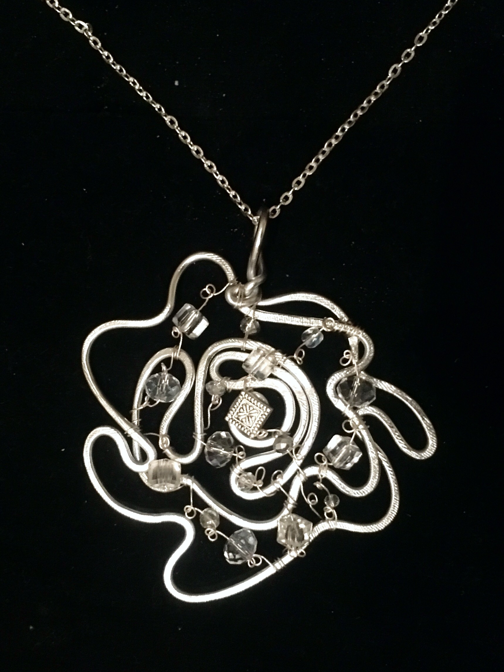 Ethereal Esther Pendant - Large Flower - Aluminum Silver - Swarovsky