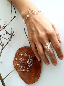 Candid Claire Set - Triangles - Silver Plated