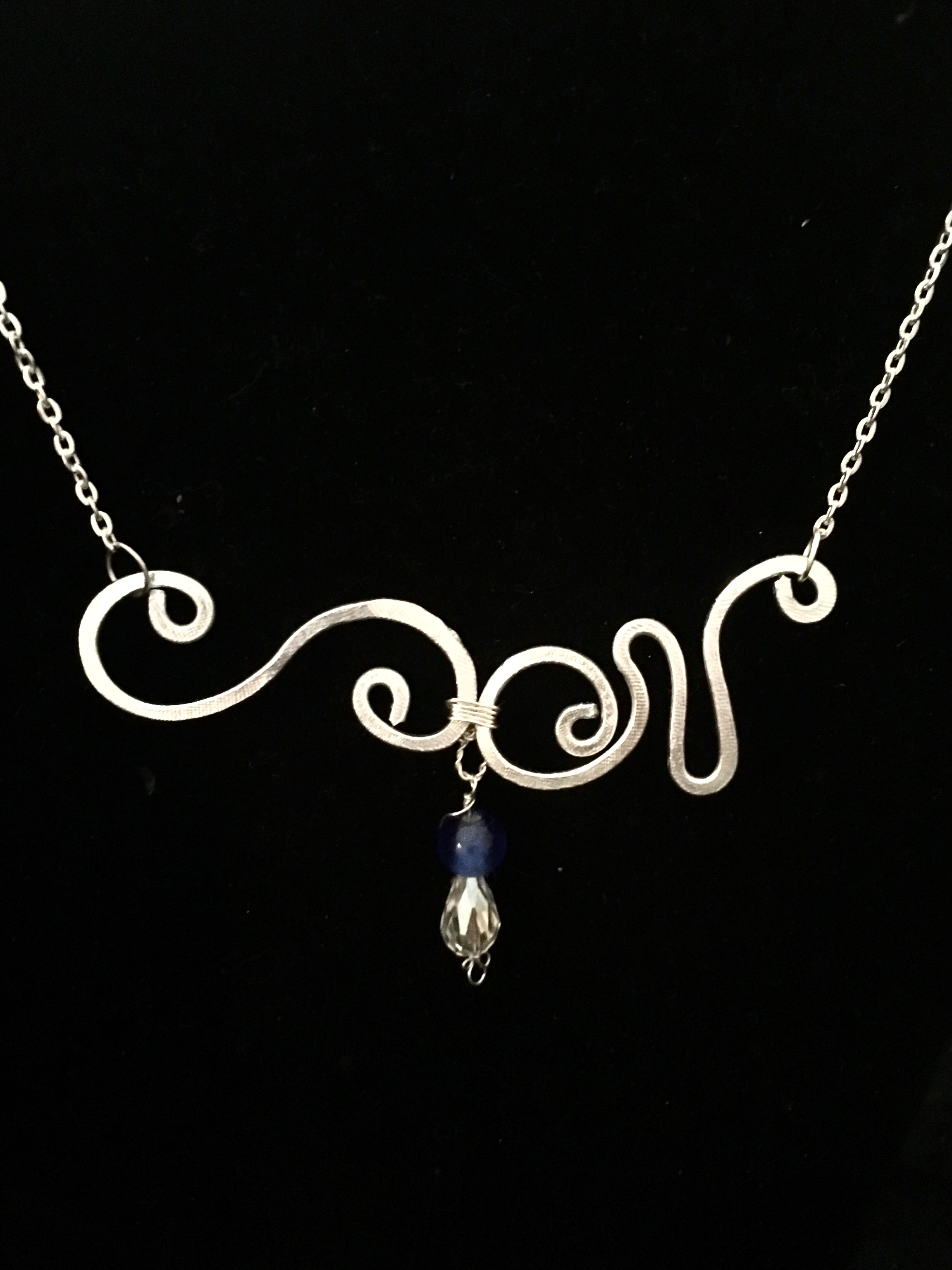Ethereal Esther Necklace - Double Swirl - Aluminum Silver