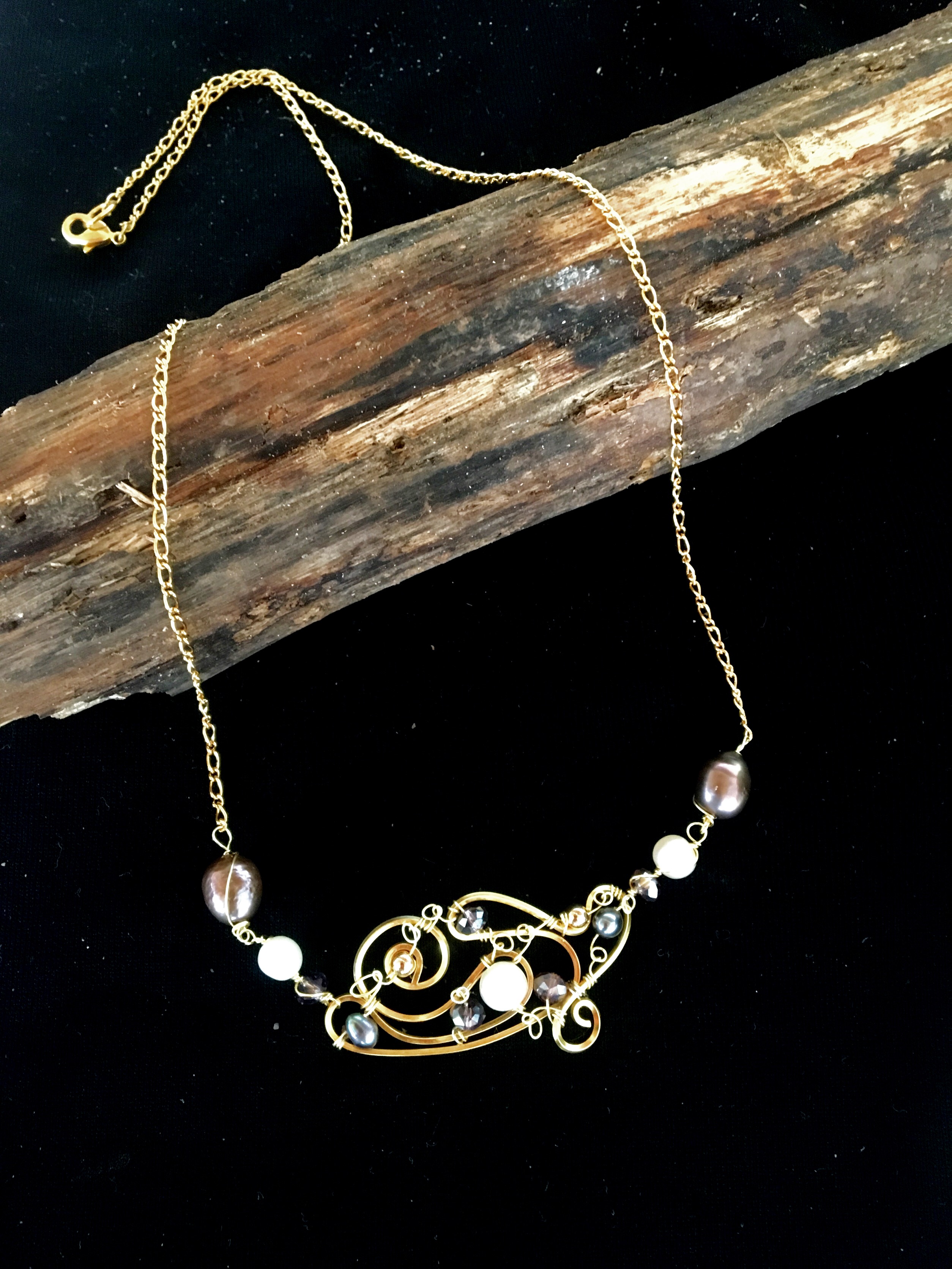 Dainty Deva Bracelet- Pearls and crystals - Silver Plated Gold Color