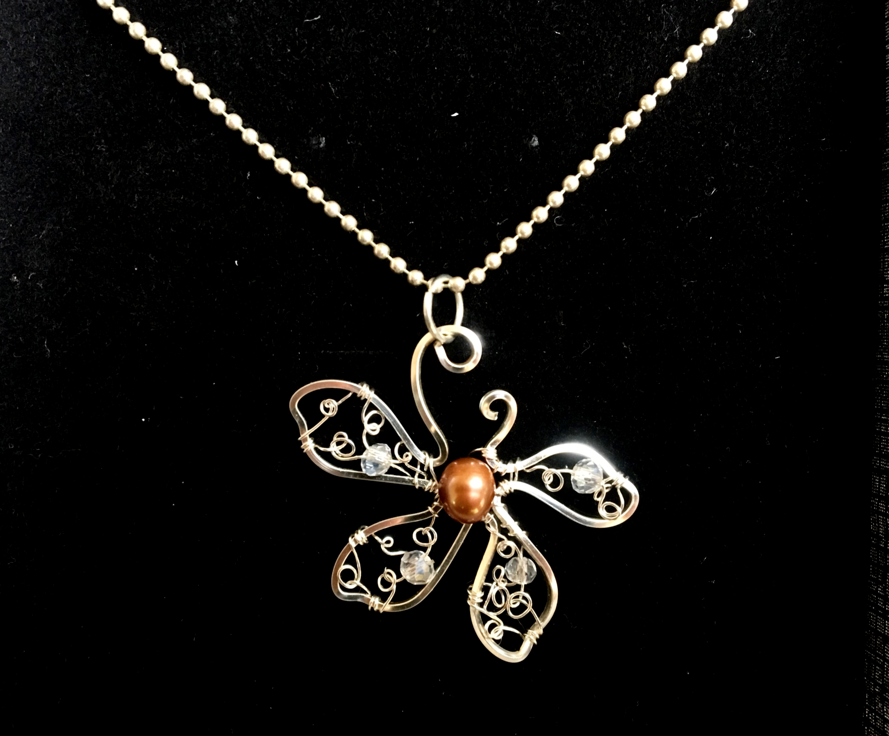 Dainty Deva Necklace - Flower - Fresh Water Pearl - silver Plated and Sterling