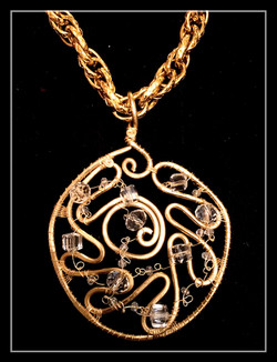 Ethereal Esther Pendant - Large Medallion - Aluminum Gold - Swarovsky