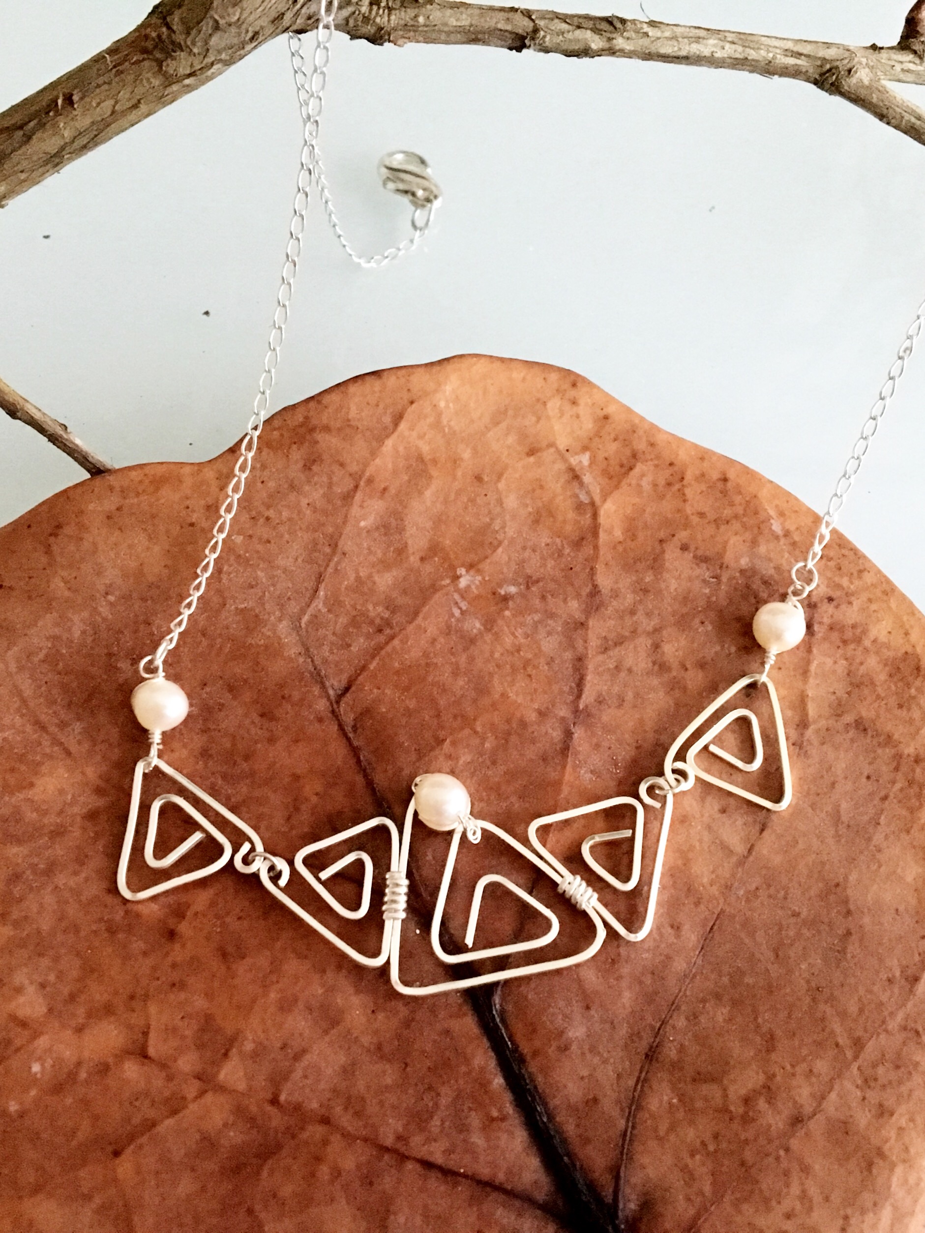 Candid Claire Necklace - Triangles - Silver Plated