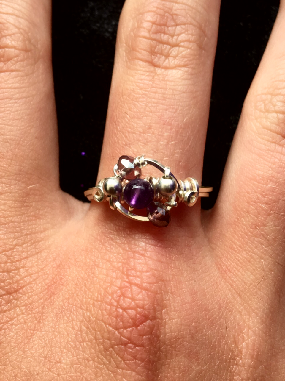 Dainty Deva Ring - Amethyst - Silver Plated