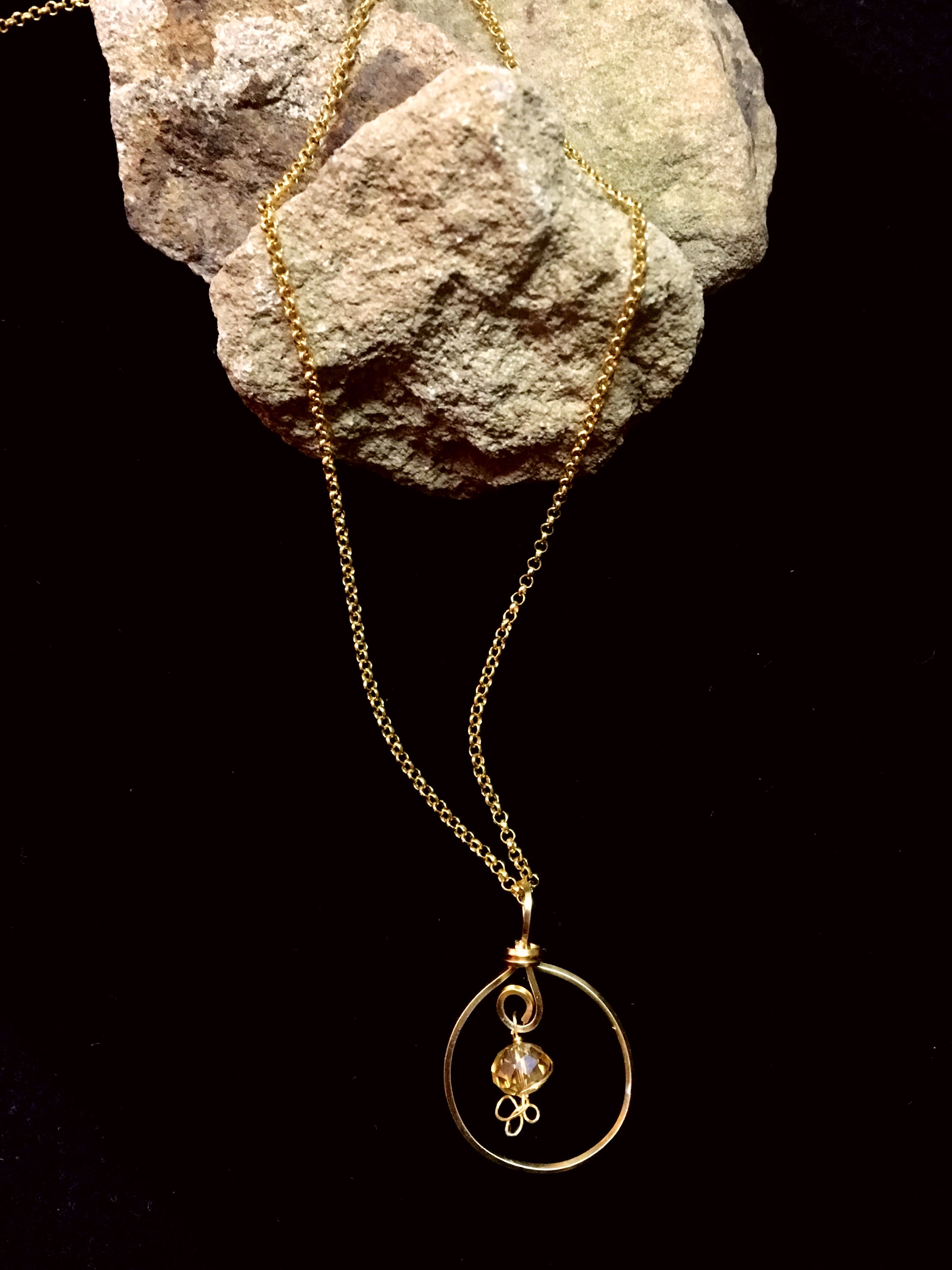 Candid Claire Necklace - loop silver plated gold color - goldfilled chain