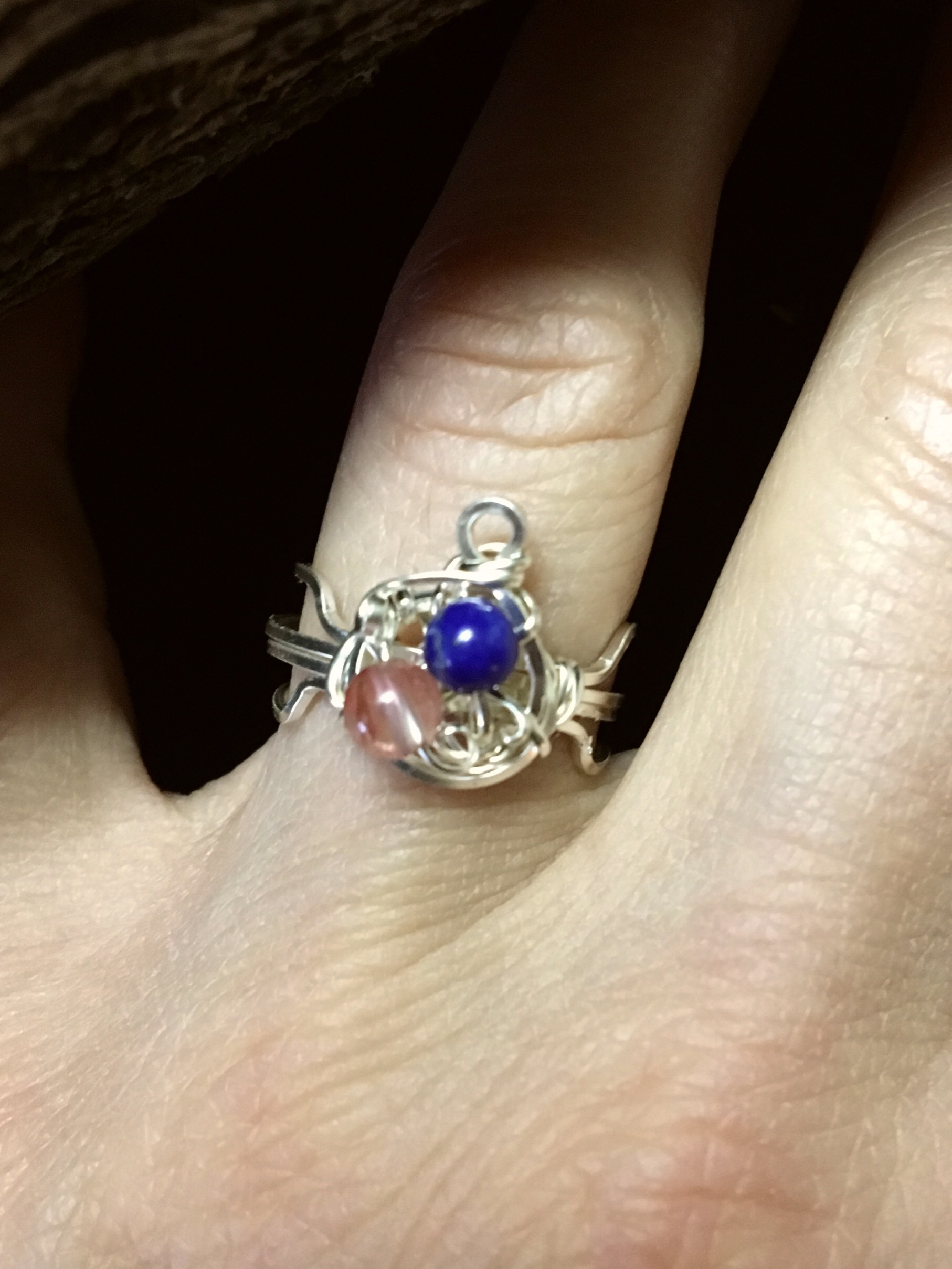 Qhresnna Quartz Ring - Lapis and Agahte - Silver Plated