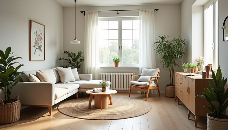 A clean and cozy living room ready for spring cleaning