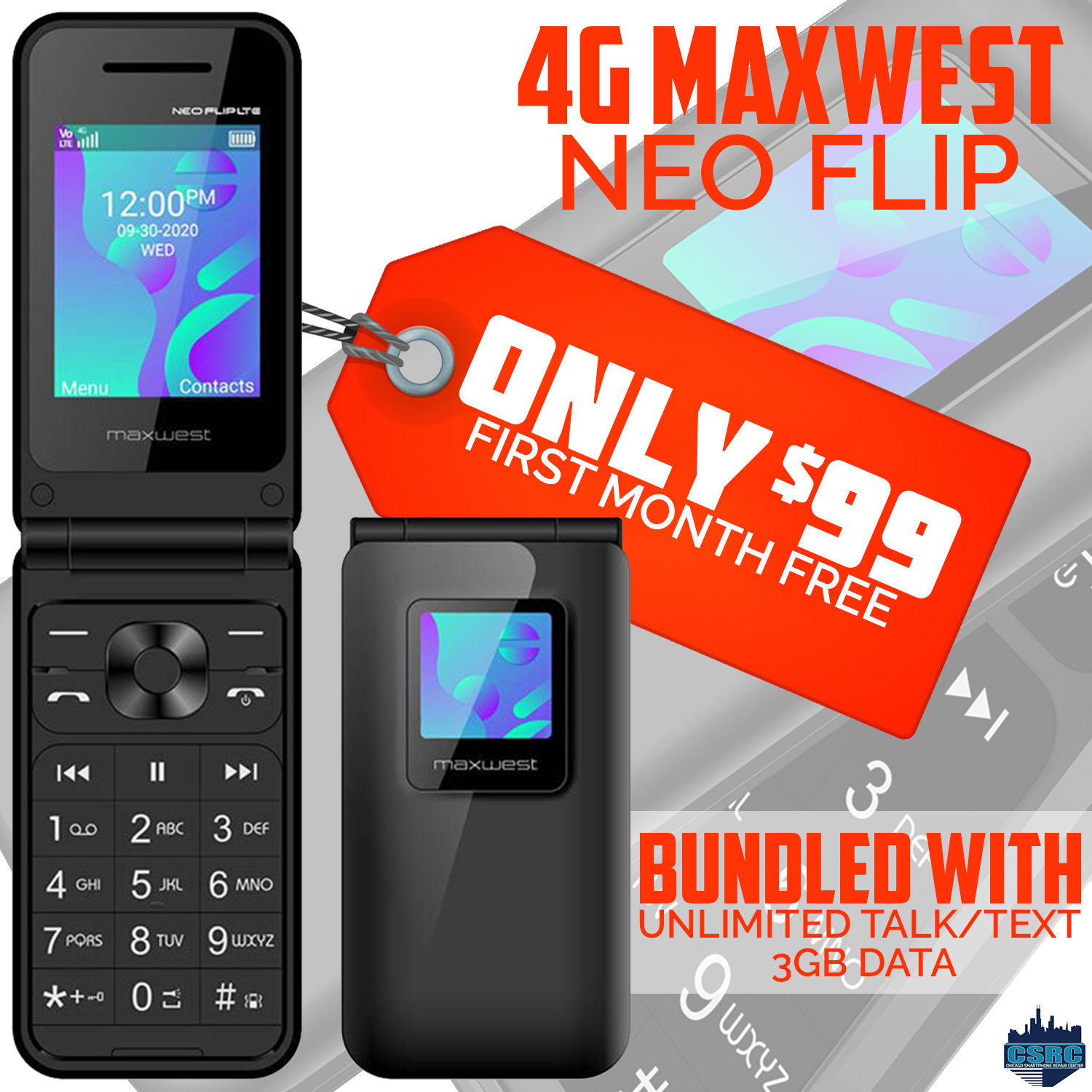 Maxwest Neo Flip VoLTE | Black New
