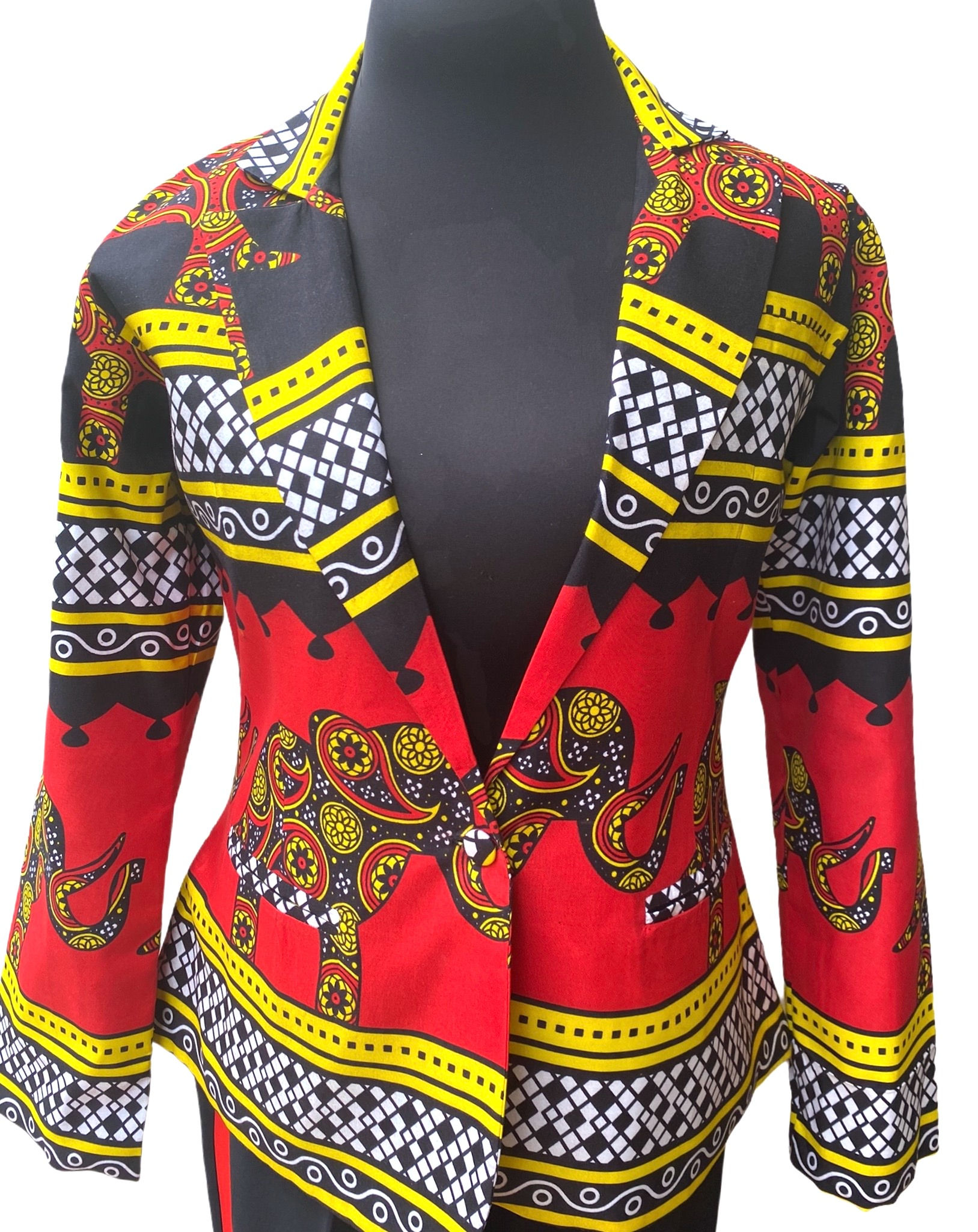 Ankara Elephant Print Blazer