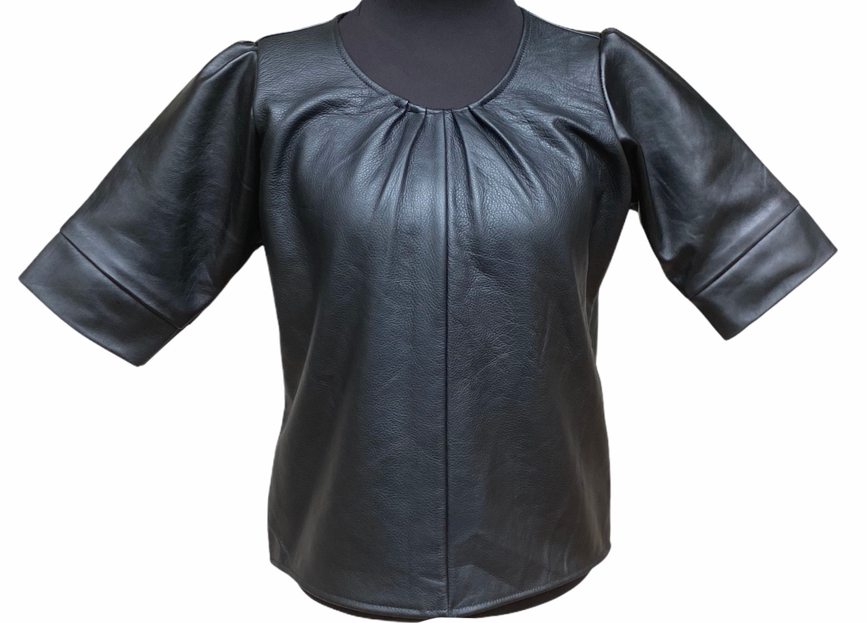 Leather Crew Neck Top: Cost $80