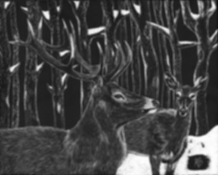 Oeuvre originale Couple de Chevreuils: Élégance hivernale