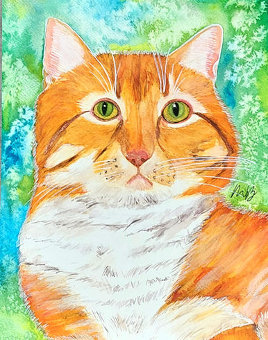 Cherry bomb chat aquarelle 8.5x11