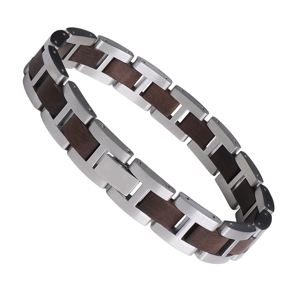 Thumbnail: Wood Grain Stainless Steel Bracelet