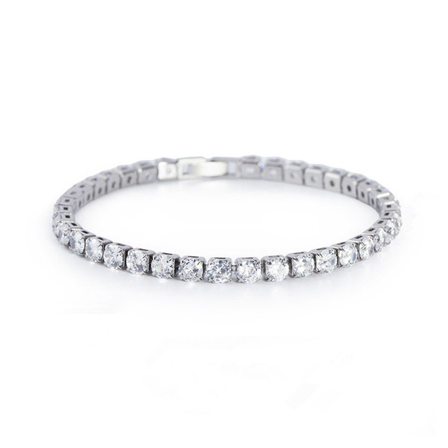 Thumbnail: Titanium Steel Micro-Inlaid Rhinestone Tennis Bracelet