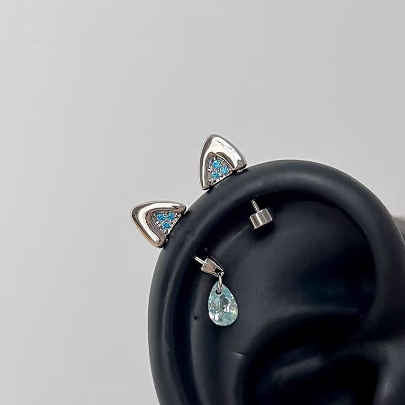 Thumbnail: Zircon Titanium Steel Earrings