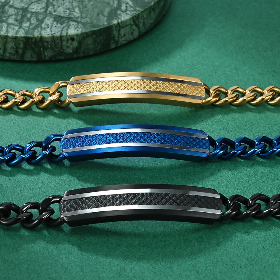 Thumbnail: Stainless steel checkered brushed bracelet