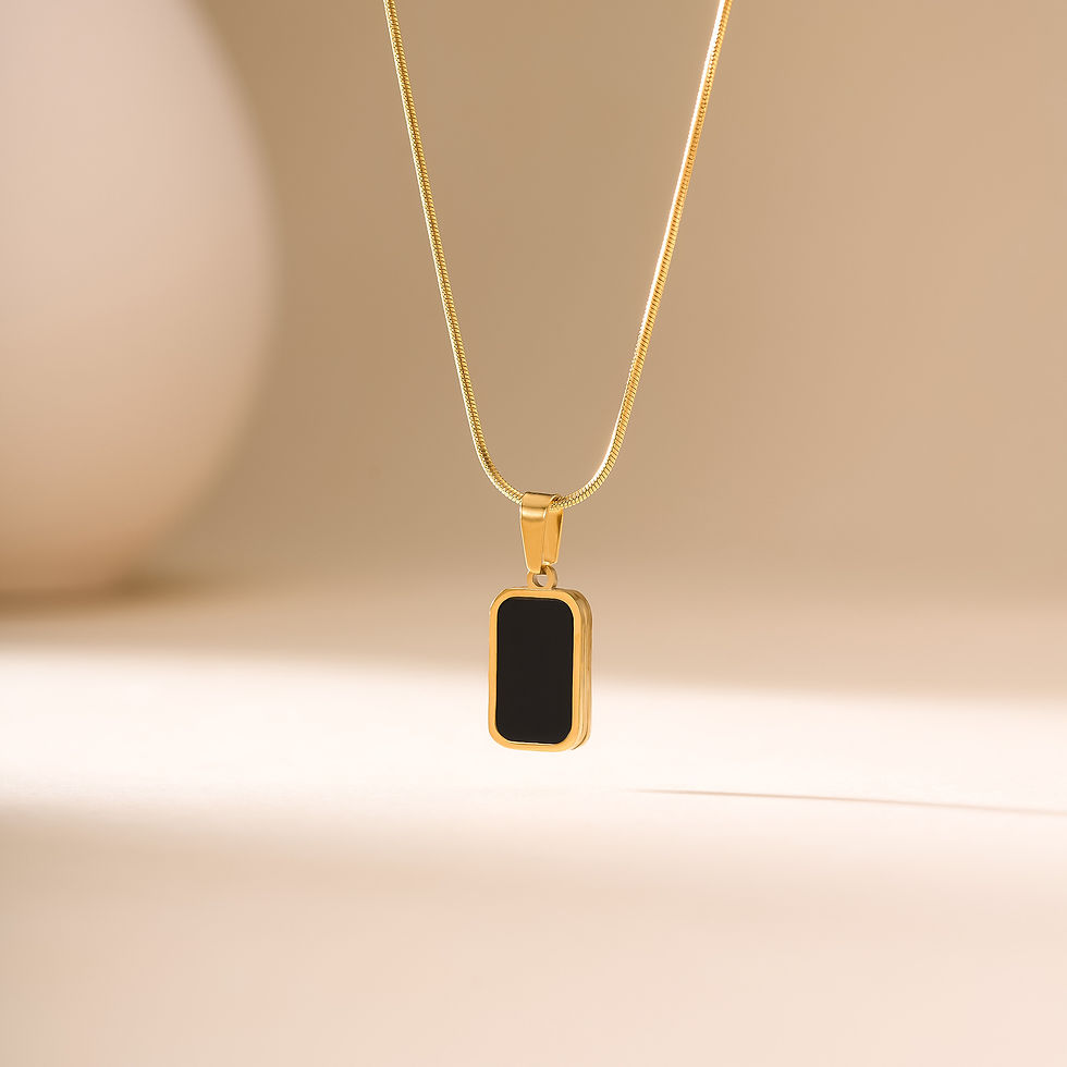 Thumbnail: Double-Sided Square Titanium Steel Necklace