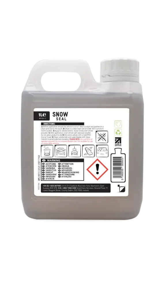 ValetPro Snow Seal SiO2 Protection - 1 Litre: Boosts shine, hydrophobic coating, easy spray-on car protection