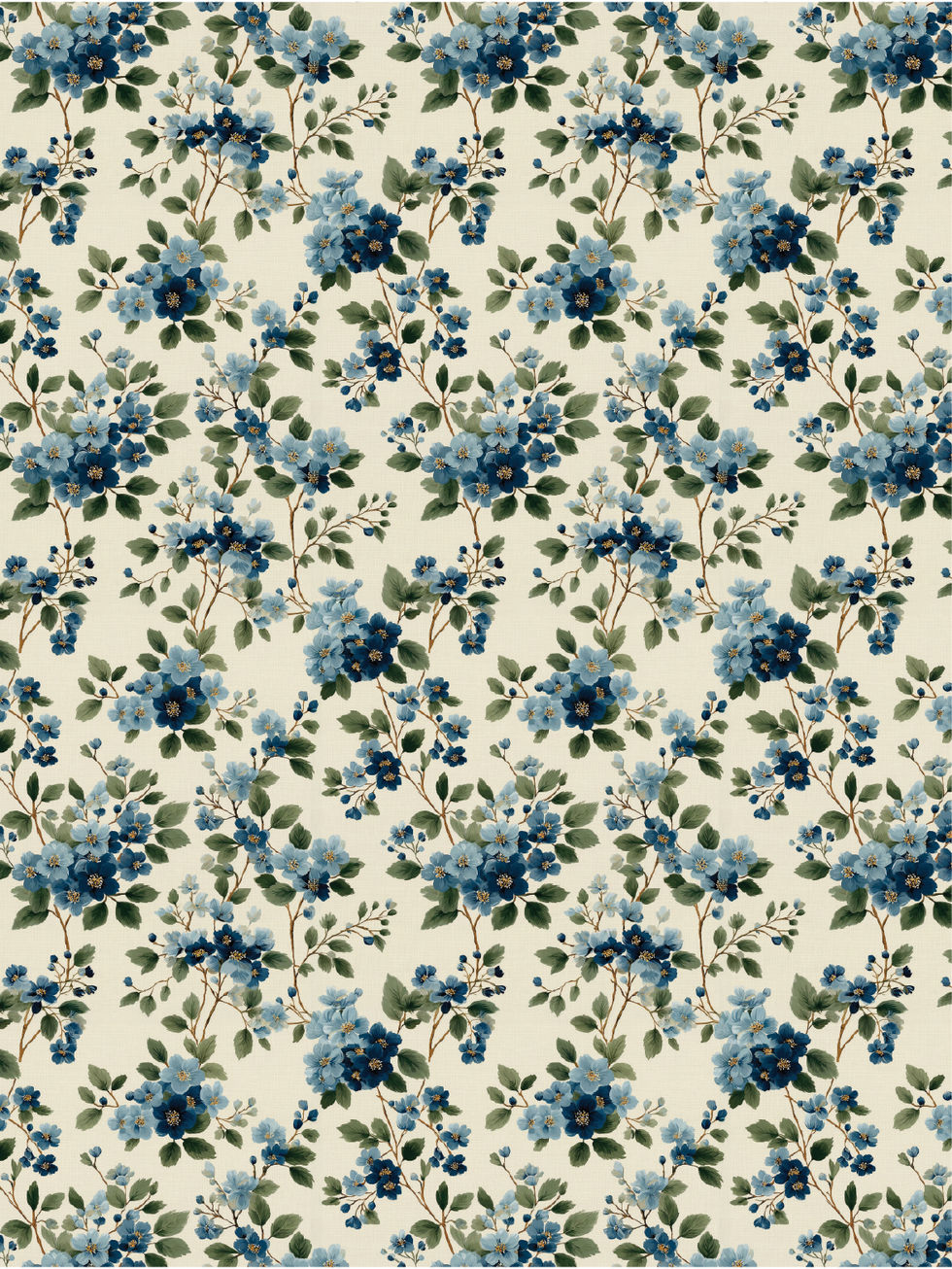 Small blue floral pattern on light background – vintage botanical wrapping paper