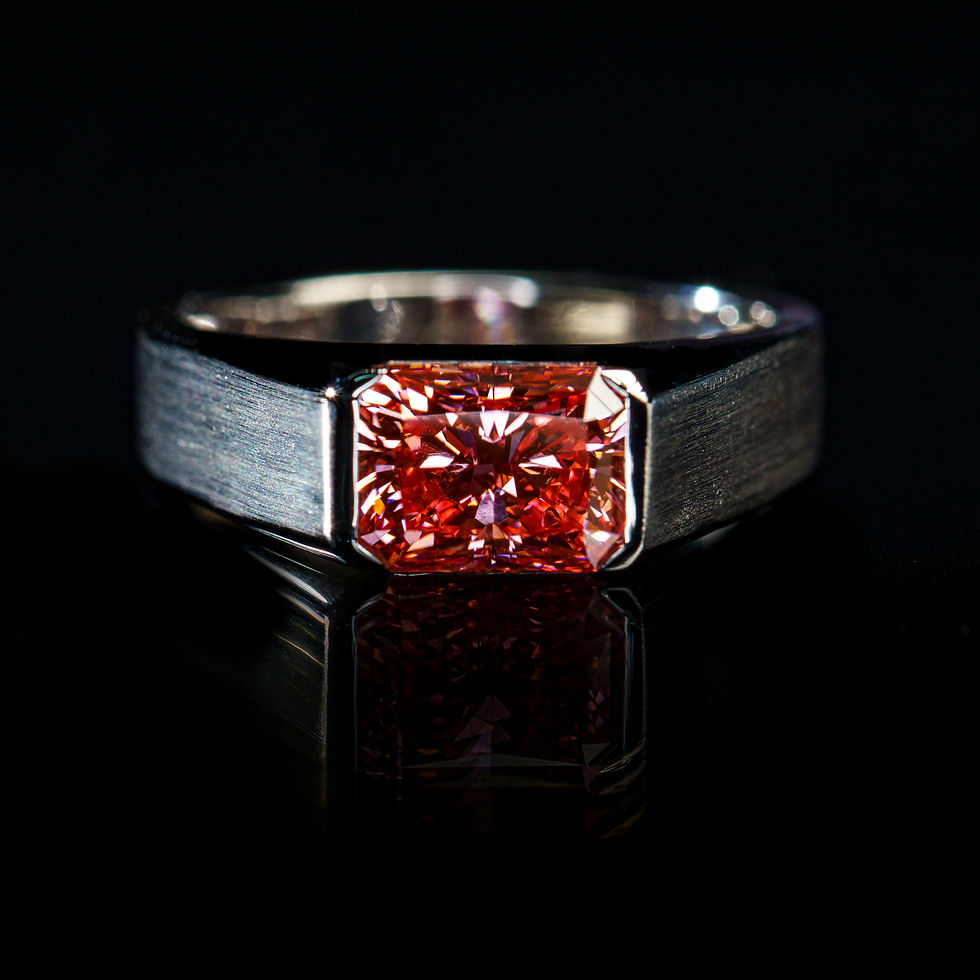 Radiant Cut Pink Diamond Signet Ring