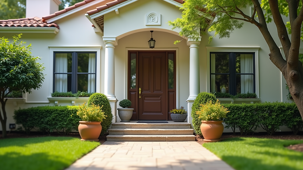 Eye-level view of a well-maintained rental property with a welcoming entrance
