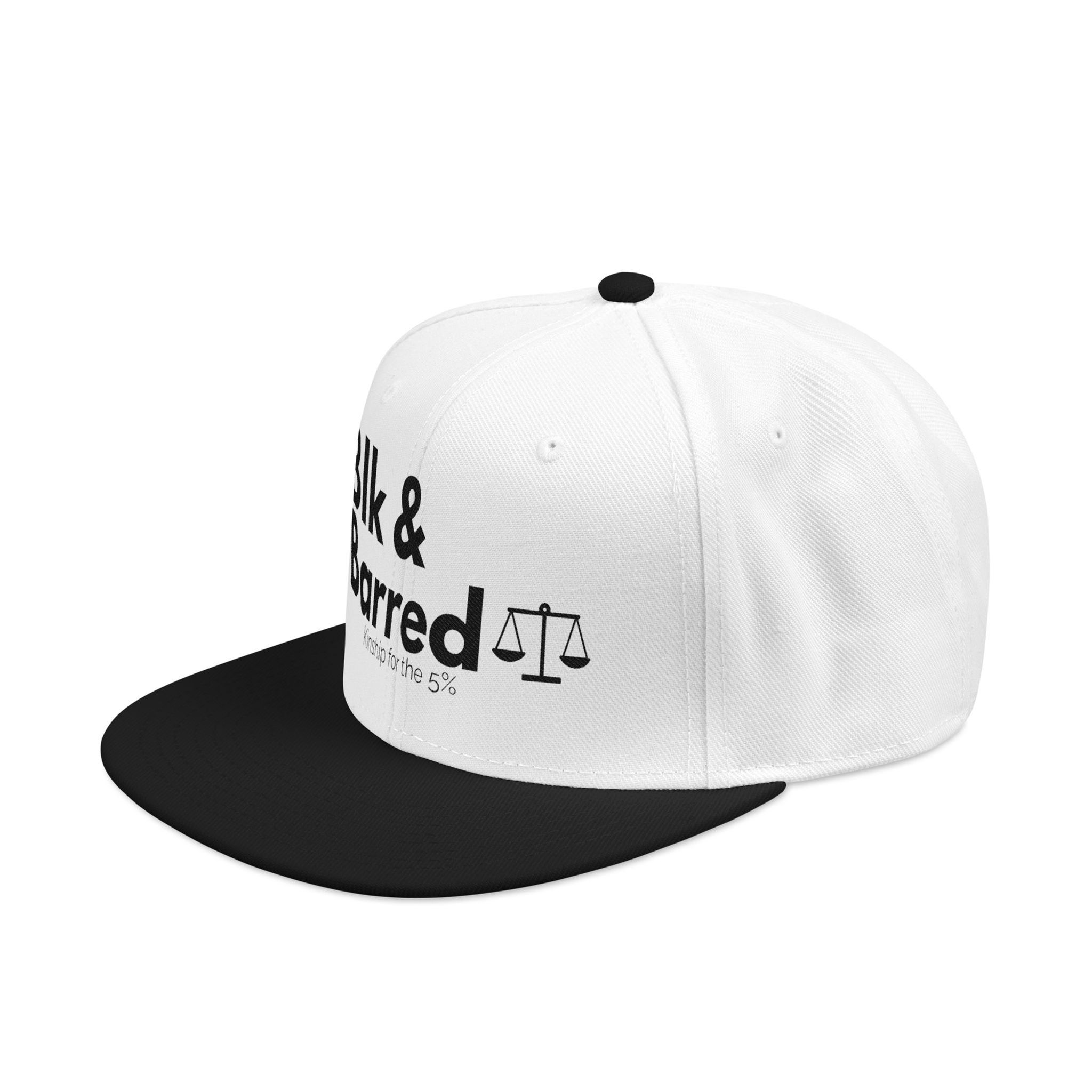 Stylish Snapback Hat, Blk &Barred Embroidered Cap