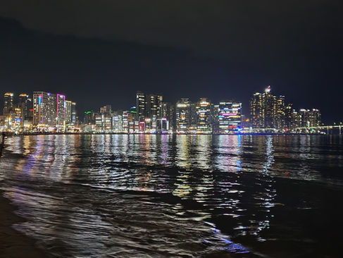 Gwangalli Beach at night.