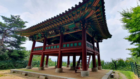 Banwollu Pavilion on sunny summer's day, Busosanseong Fortress, Buyeo, South Korea