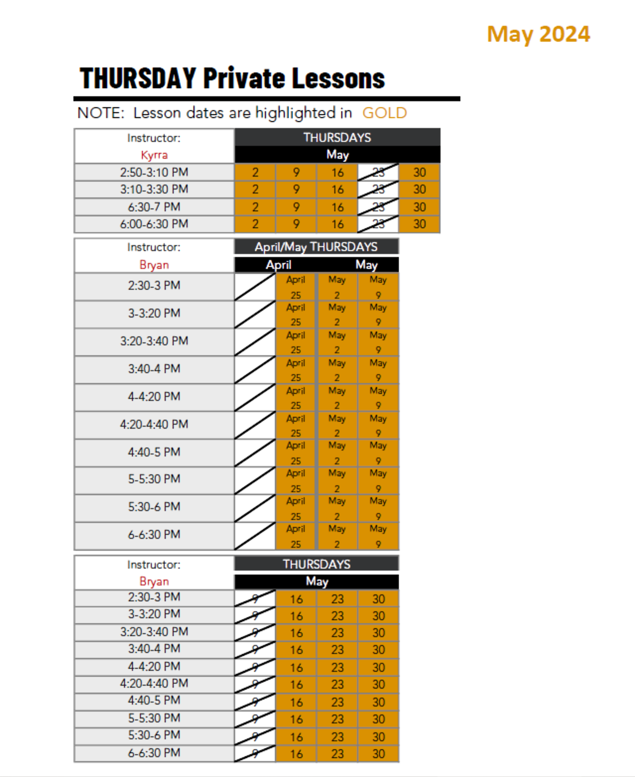THURSDAY Private Lessons Capital City Health