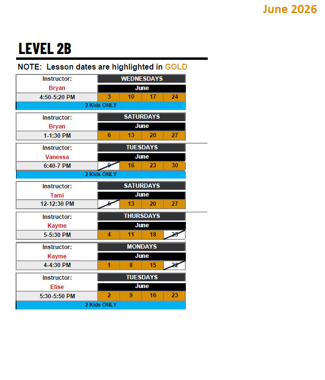 LEVEL 2B: Fundamental Aquatics Skills