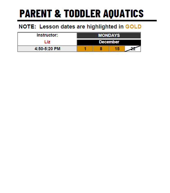 PARENT & TODDLER AQUATICS