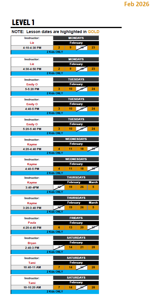 LEVEL 1: Introduction to Water Skills