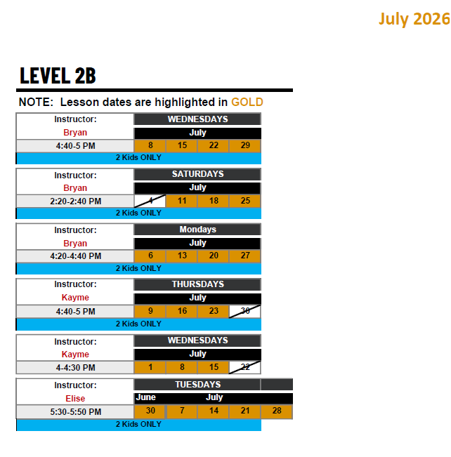 LEVEL 2B: Fundamental Aquatics Skills