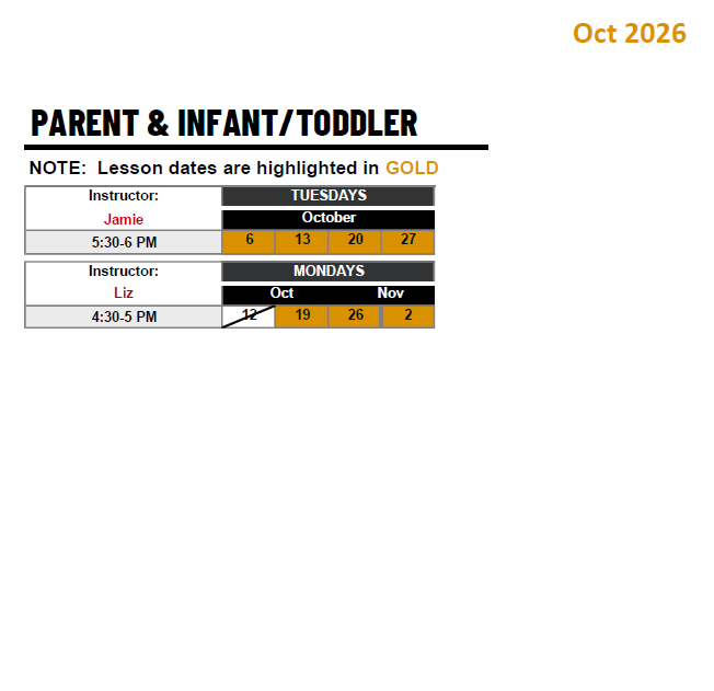 INFANT & TODDLER AQUATICS