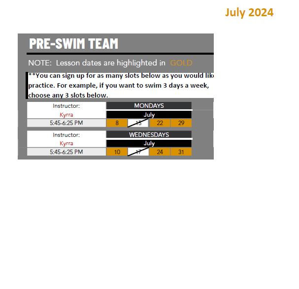 PRE-SWIM TEAM