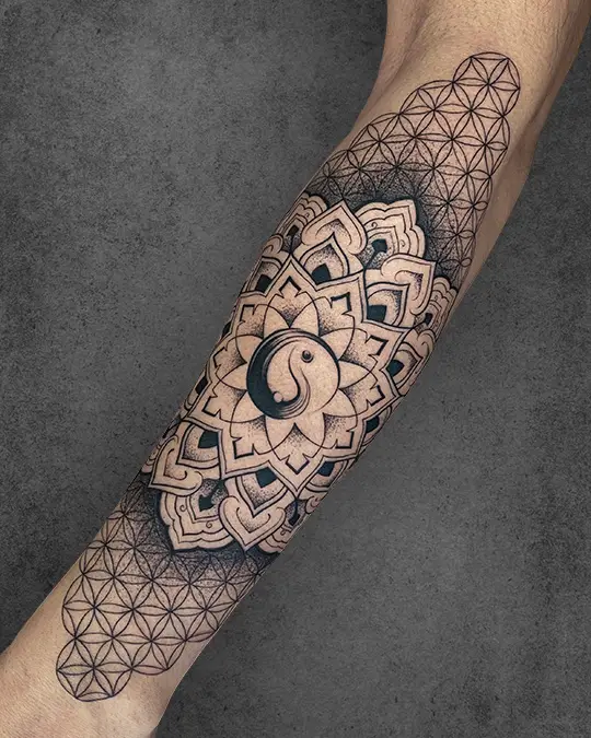 mandala and geometr tattoo