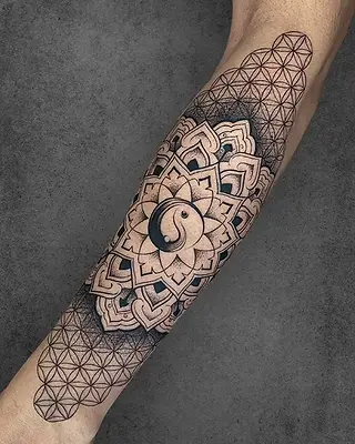 mandala and geometr tattoo