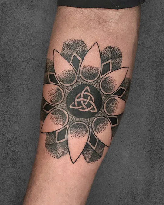 yantra and celtic knot tattoo
