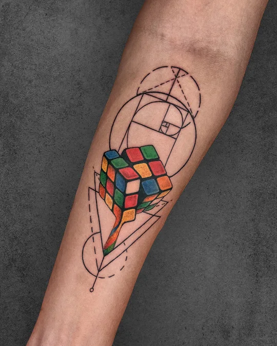 color rubik cube tattoo