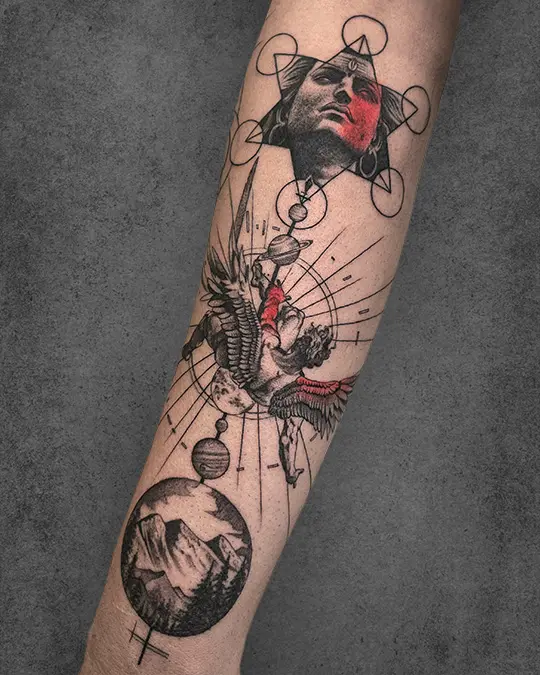 dualism shiva and metatron cube tattoo