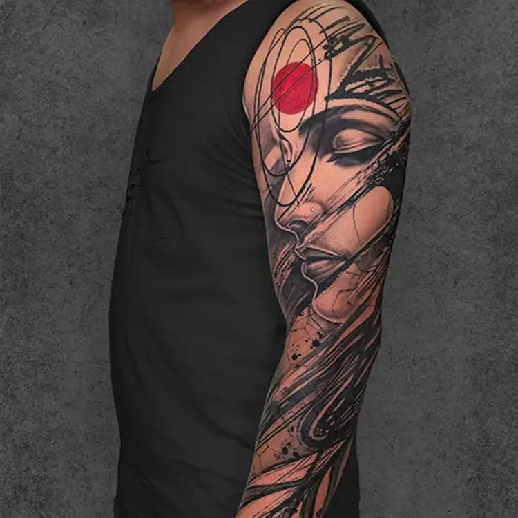 Dynamic brushstroke tattoo design by Binod Tamang at Aliens Tattoo