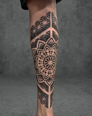 mandala tattoo on leg