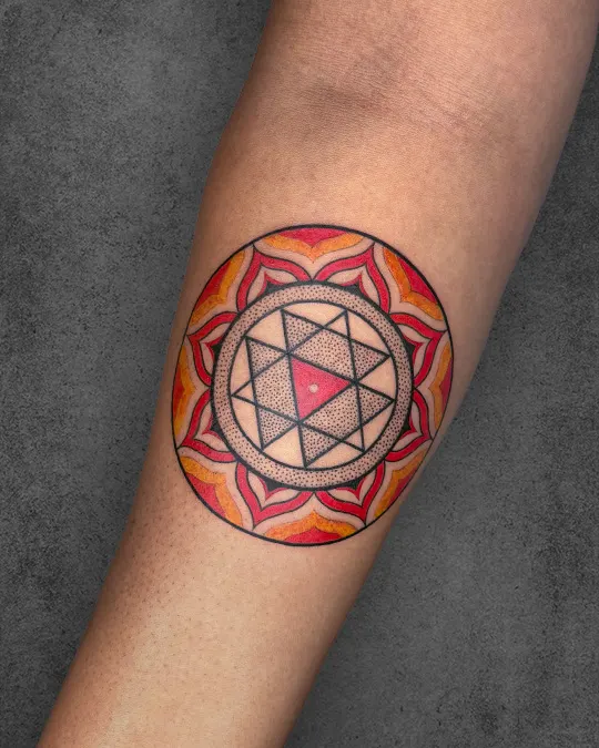 colour sri yantra tattoo